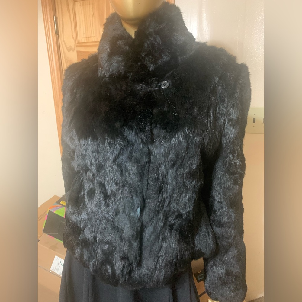 Black rabbit fur  jacket